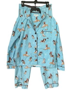 PJ Salvage Hipster Dog Hippie Vibes Flannel Pajamas Set